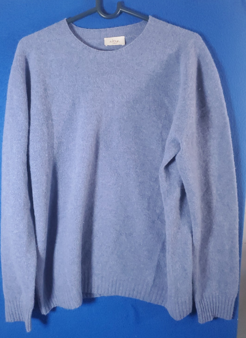 Altea Milano Italian 100% Wool Knit Sweater Pullover Blue Mens Large